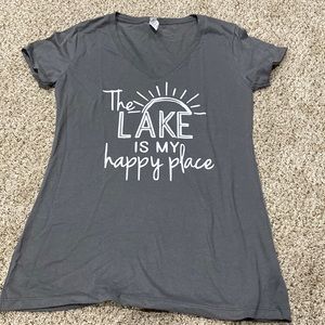 New v-neck tee.  The lake is my happy place!